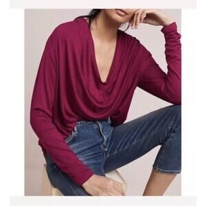 $68 Maeve Anthropologie Melissa Draped Jersey Top in Raspberry Pink XS M437